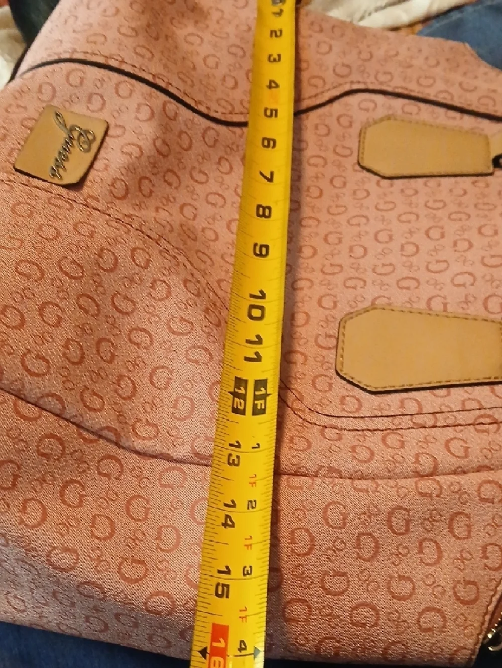 Guess Pink handbag patterned purse logo print vegan leather feminine style